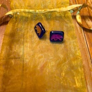 iridescent polar bear studs